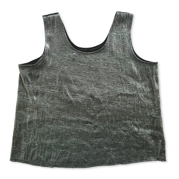 Vintage Y2K Shiny Silver Black Tank Top Cyber Punk Whimsigoth Witchy Grunge Rave - Picture 3 of 14